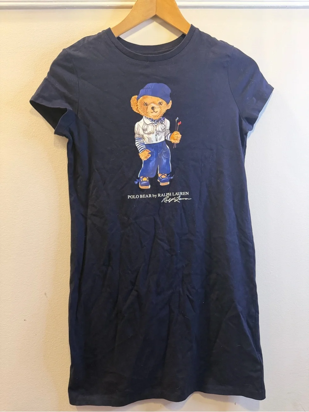 Ralph Lauren Navy Polo Bear Graphic Kids Tee Dress